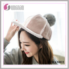 Fashion Warm Hip Hop Hat Plush Fur Ball Flat-Brimmed Cap (SNMXM022)